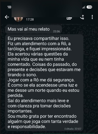 Depoimento de cliente 8 sobre um atendimento com Rosä